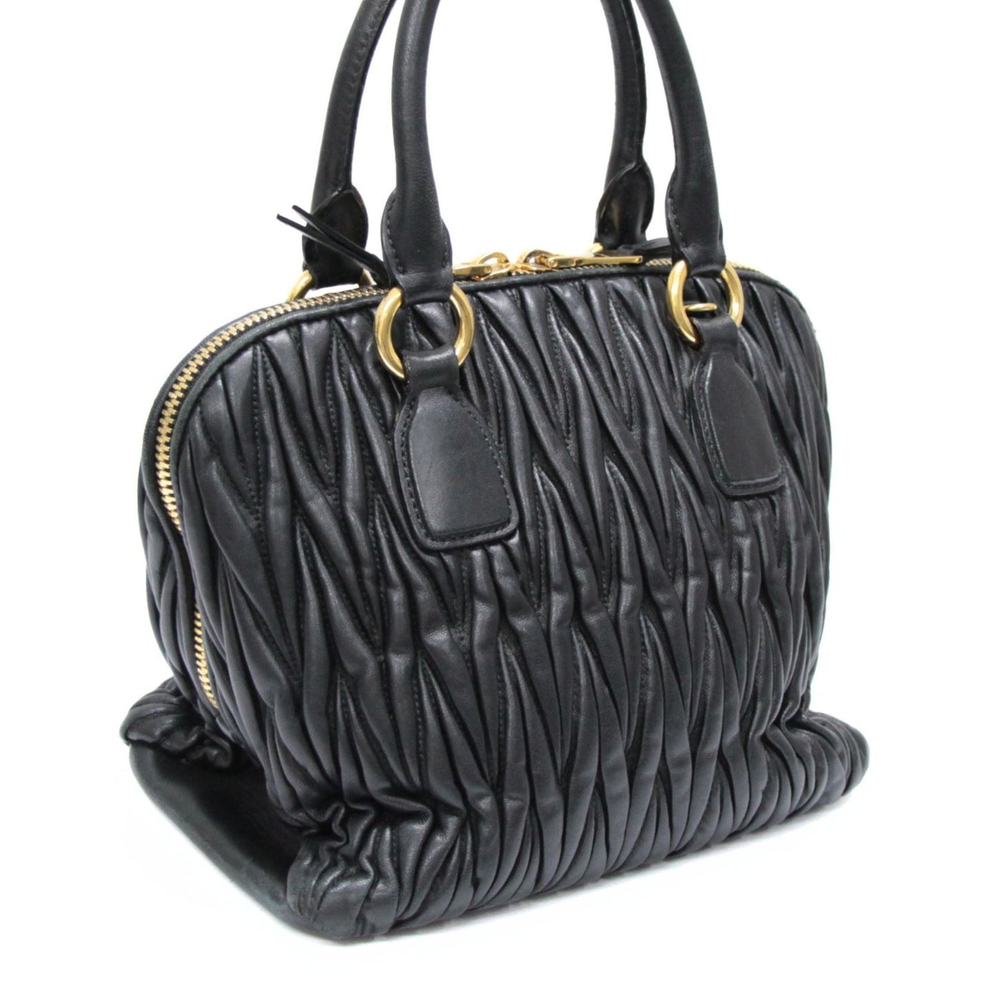 miu miu Matelassé Leather Handbag Black Size ONE SIZE