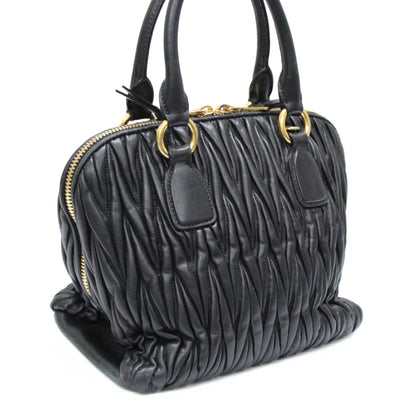 miu miu Matelassé Leather Handbag Black Size ONE SIZE