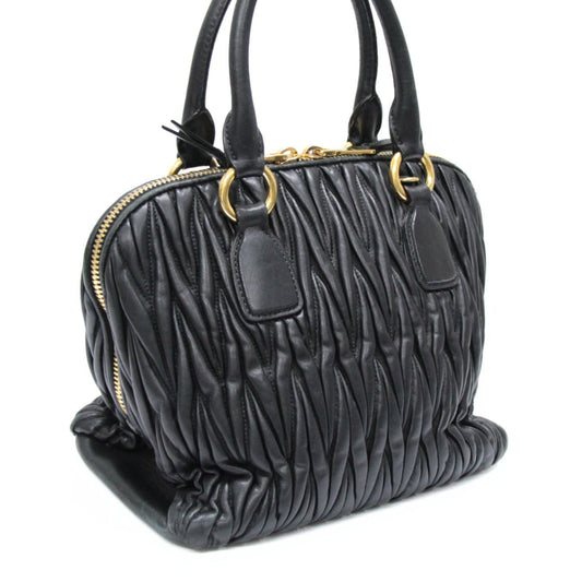 miu miu Matelassé Leather Handbag Black Size ONE SIZE