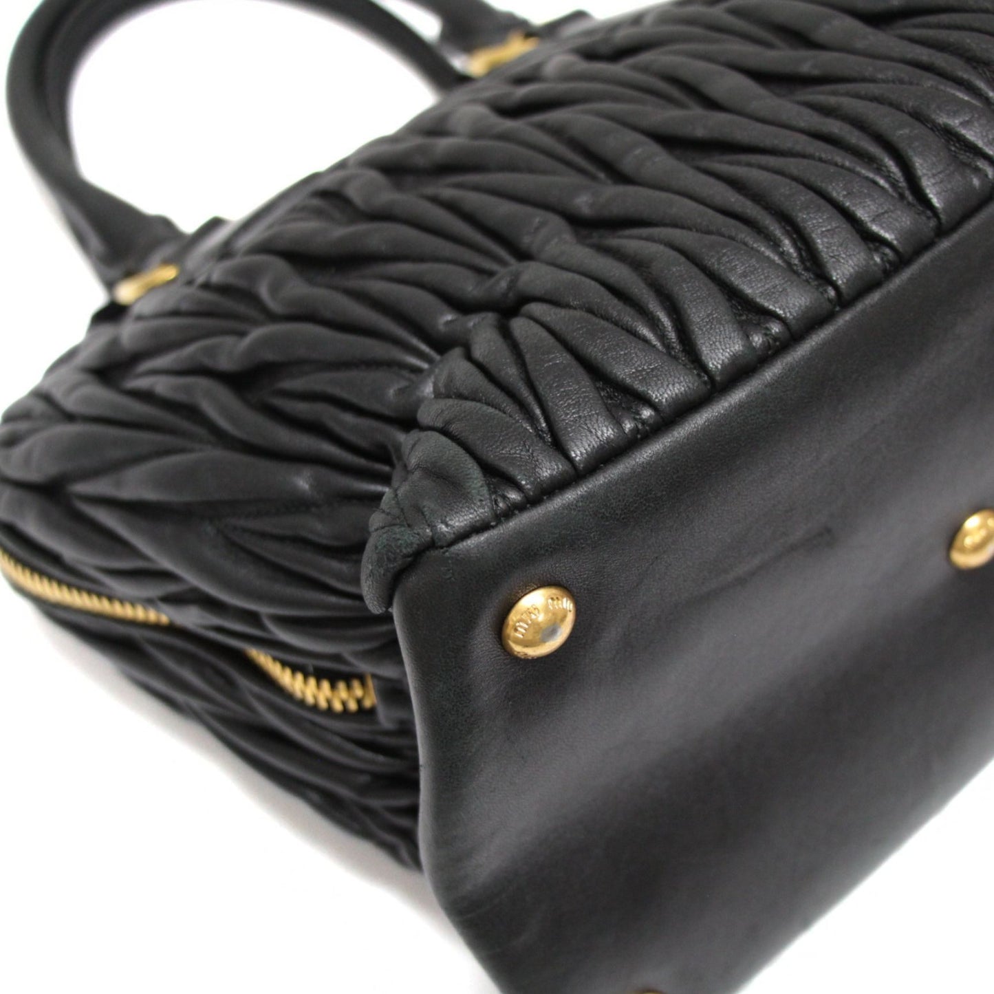 miu miu Matelassé Leather Handbag Black Size ONE SIZE