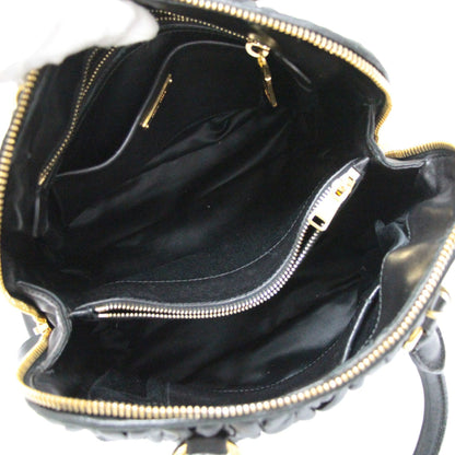 miu miu Matelassé Leather Handbag Black Size ONE SIZE