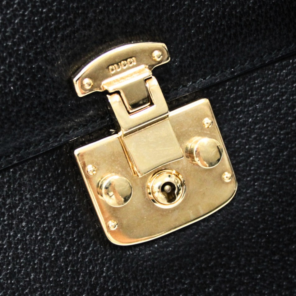 GUCCI Black Leather Lady Lock 2-WAY Bag Size ONE SIZE