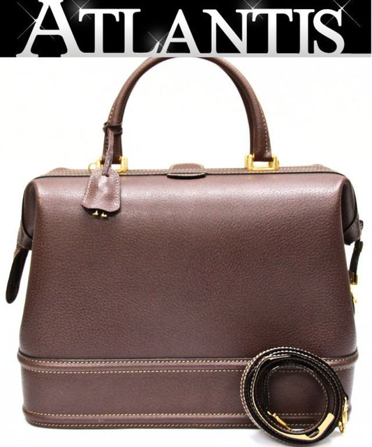 GUCCI Vintage Leather 2-WAY Doctor's Bag Brown Size ONE SIZE