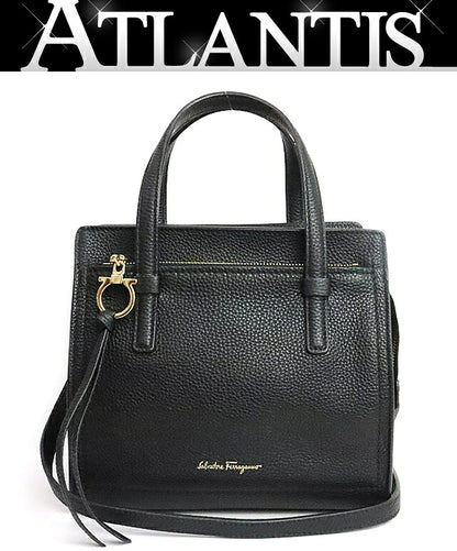 Salvatore Ferragamo Amy Leather Handbag Black Size ONE SIZE
