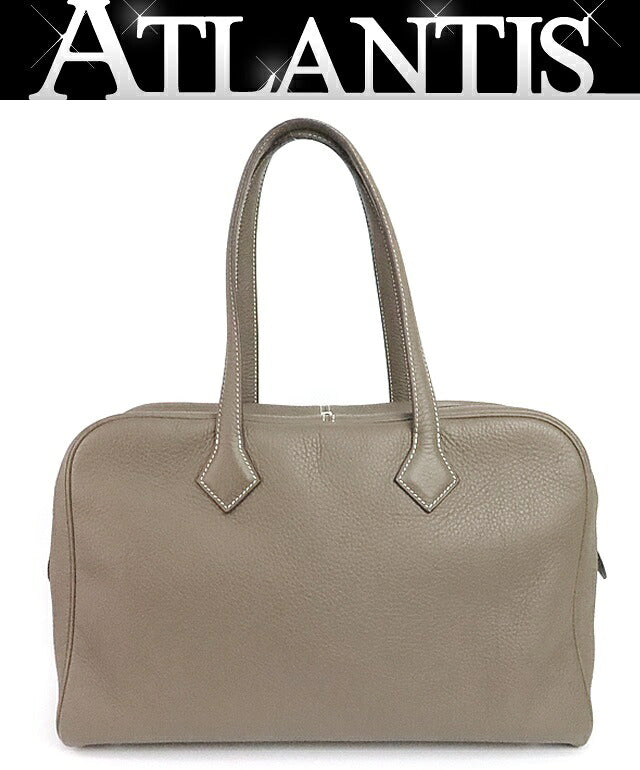 HERMES Victoria 35 Taurillon Bag Etoupe Size ONE SIZE
