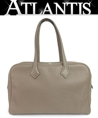 HERMES Victoria 35 Taurillon Bag Etoupe Size ONE SIZE
