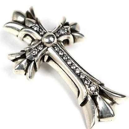 CHROME HEARTS Double CH Cross Pendant Silver Size ONE SIZE