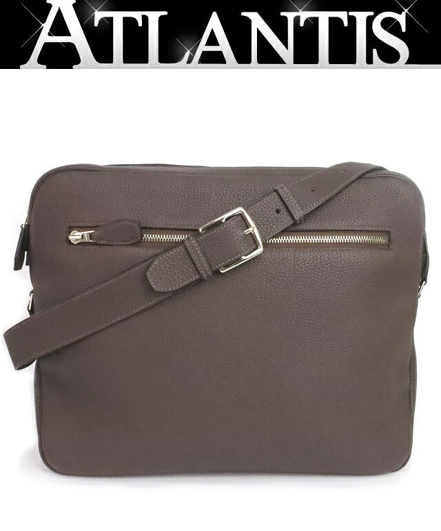 HERMES Sac Evedri Reporter Evergrain Bag Brown Size ONE SIZE