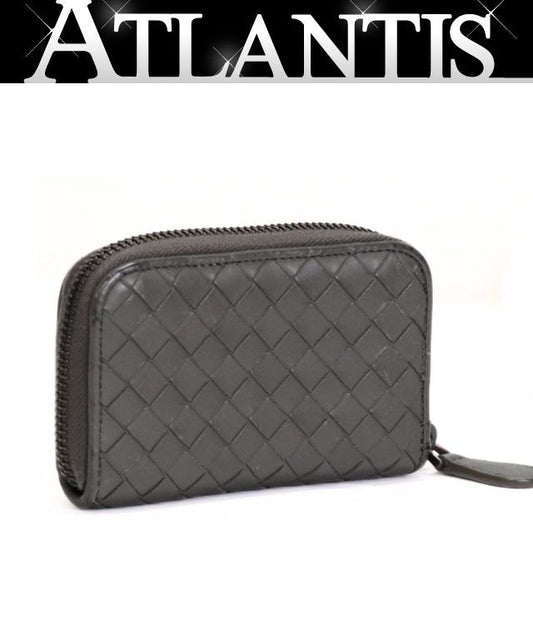 BOTTEGA VENETA Intrecciato Leather Wallet Gray Size ONE SIZE