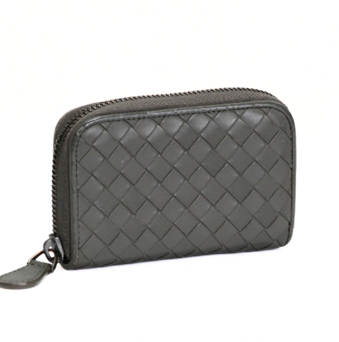 BOTTEGA VENETA Intrecciato Leather Wallet Gray Size ONE SIZE