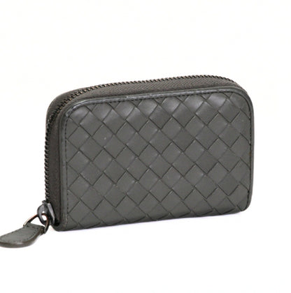 BOTTEGA VENETA Intrecciato Leather Wallet Gray Size ONE SIZE