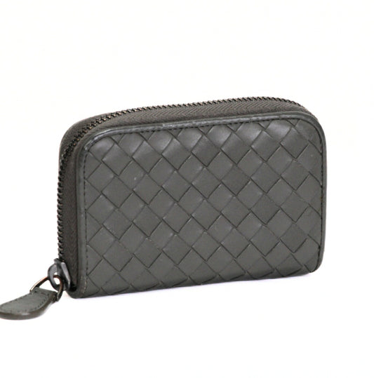 BOTTEGA VENETA Intrecciato Leather Wallet Gray Size ONE SIZE