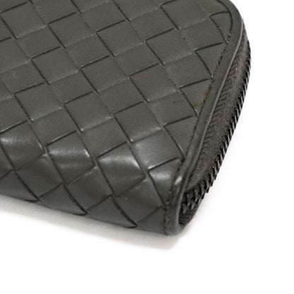 BOTTEGA VENETA Intrecciato Leather Wallet Gray Size ONE SIZE