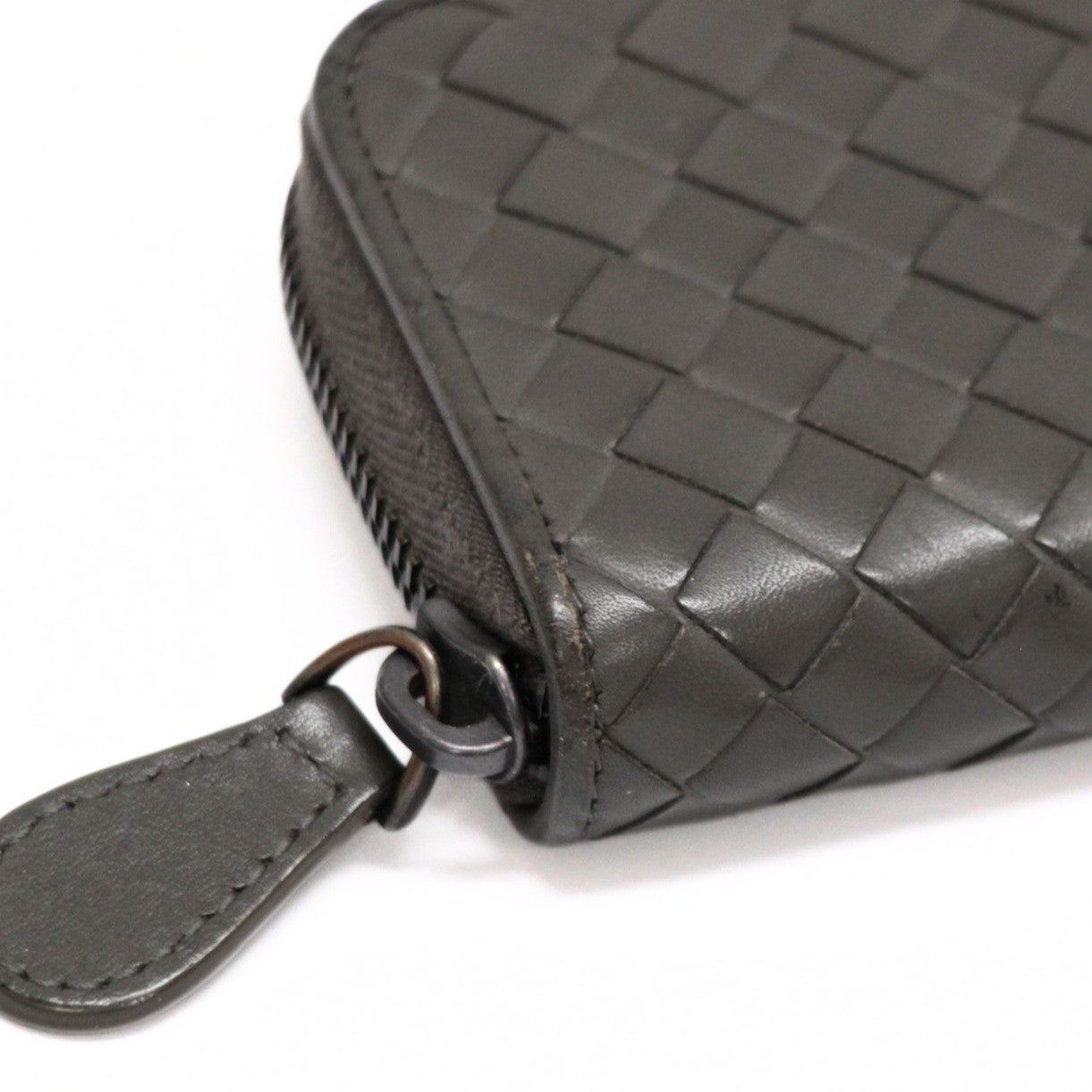 BOTTEGA VENETA Intrecciato Leather Wallet Gray Size ONE SIZE