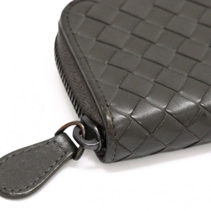 BOTTEGA VENETA Intrecciato Leather Wallet Gray Size ONE SIZE