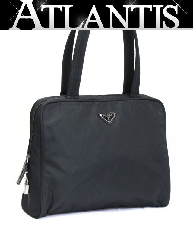 PRADA Triangle Logo Nylon Handbag Black Size ONE SIZE
