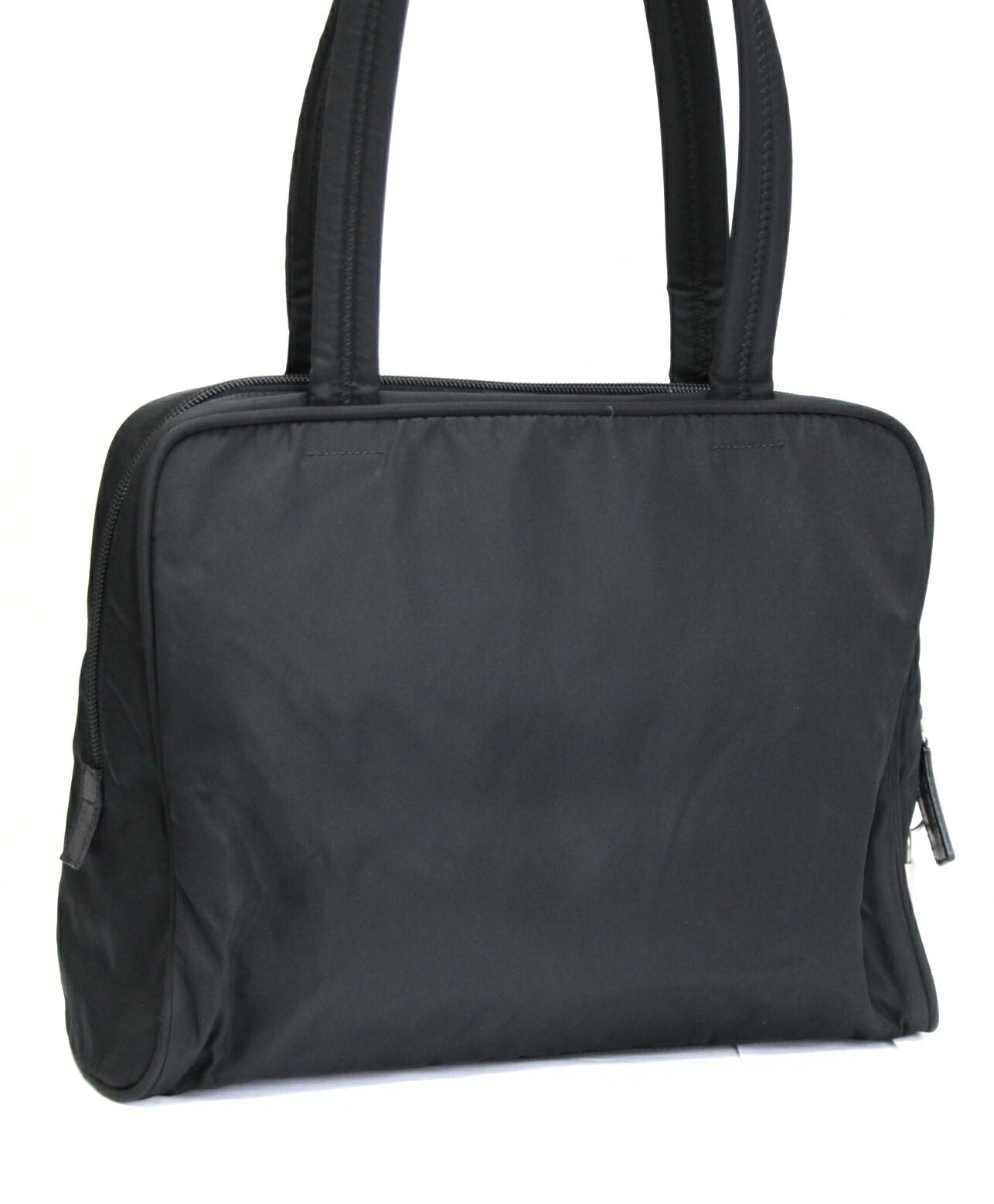 PRADA Triangle Logo Nylon Handbag Black Size ONE SIZE