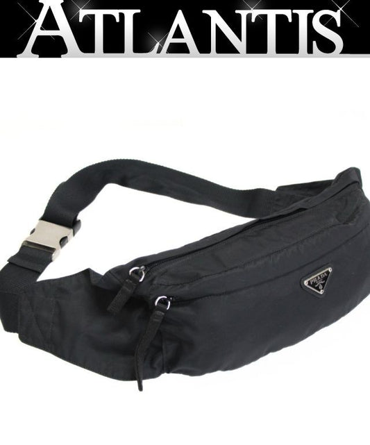 PRADA Triangle Logo Nylon Belt Bag Black Size ONE SIZE