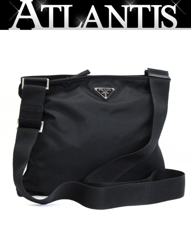 PRADA Triangle Logo Flat Nylon Bag Black Size ONE SIZE