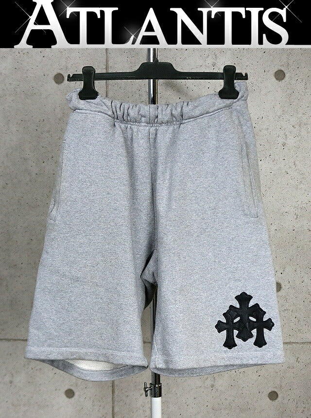 CHROME HEARTS Y NOT Cemetery Cross Patch Shorts Gray Size M