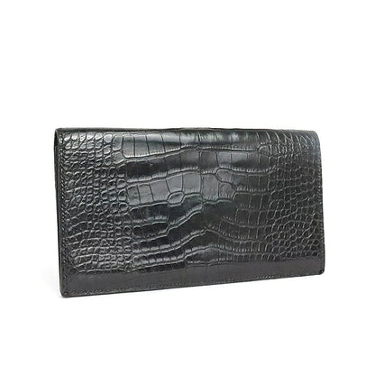 HERMES MC2 Fleming Alligator Wallet Black Size ONE SIZE
