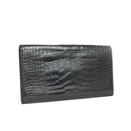 HERMES MC2 Fleming Alligator Wallet Black Size ONE SIZE