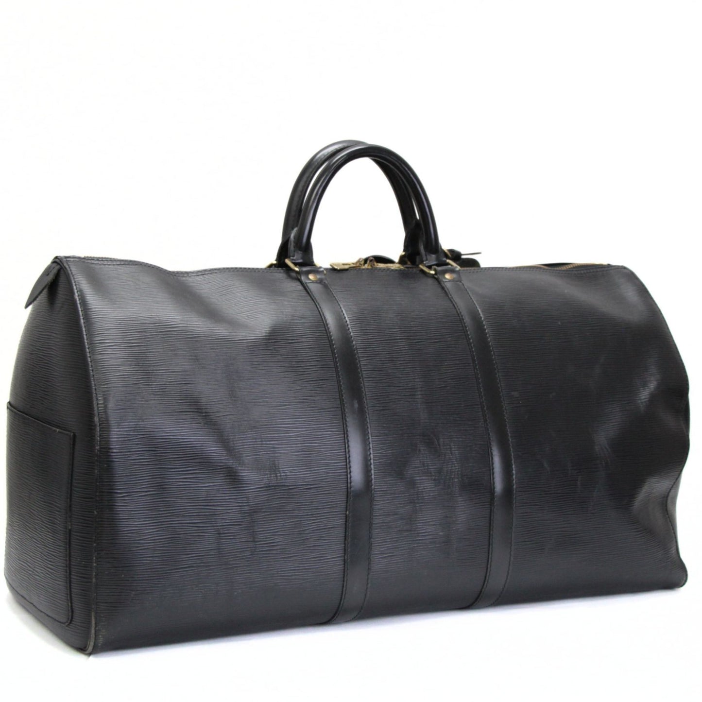 Louis Vuitton Keepall 55 Epi Leather Bag Black Size ONE SIZE