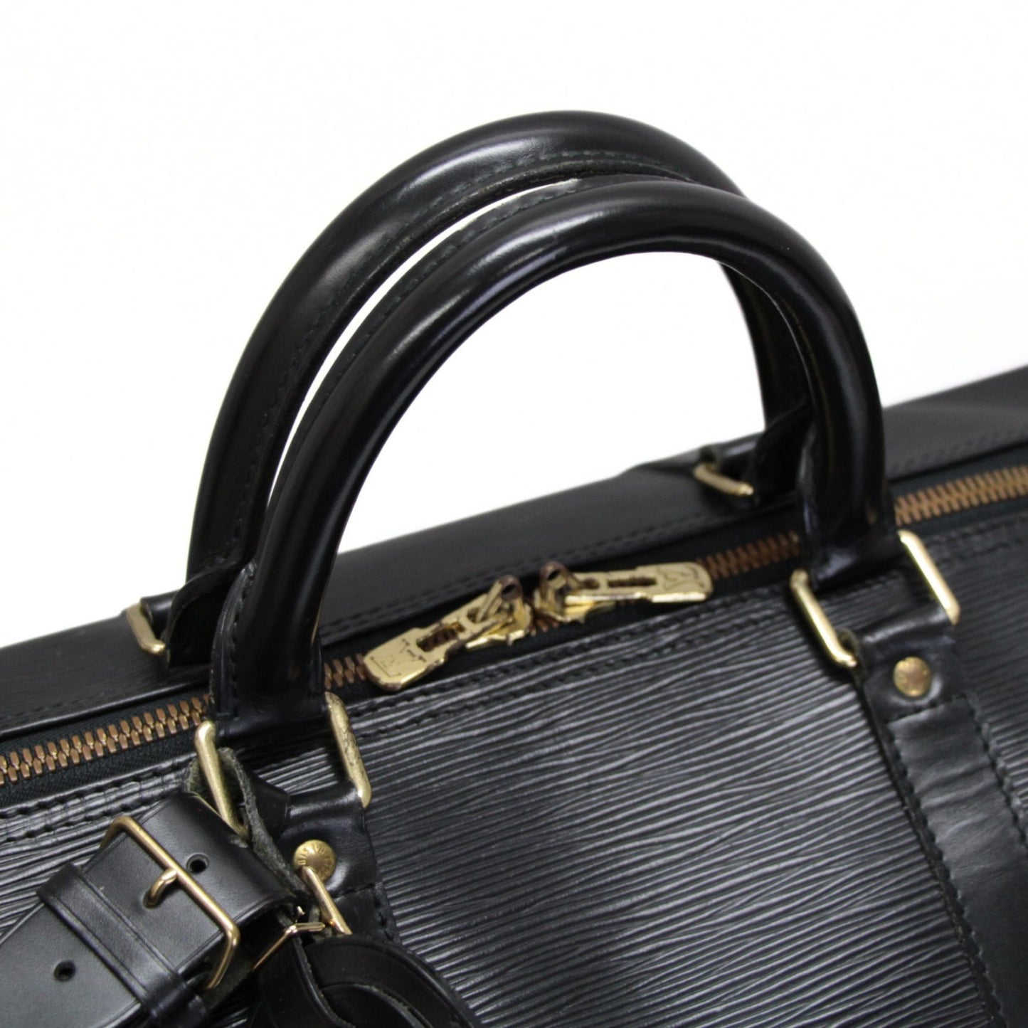 Louis Vuitton Keepall 55 Epi Leather Bag Black Size ONE SIZE