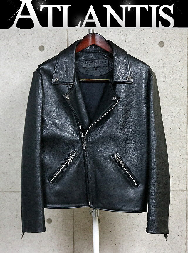 CHROME HEARTS Basic Moto Leather Jacket Black Size S