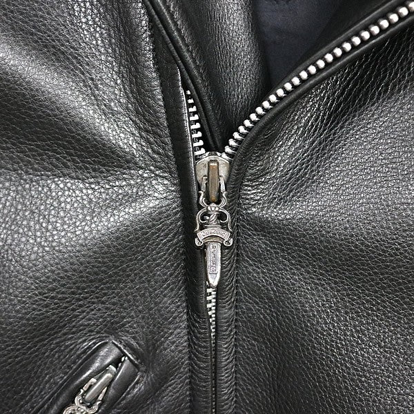 CHROME HEARTS Basic Moto Leather Jacket Black Size S