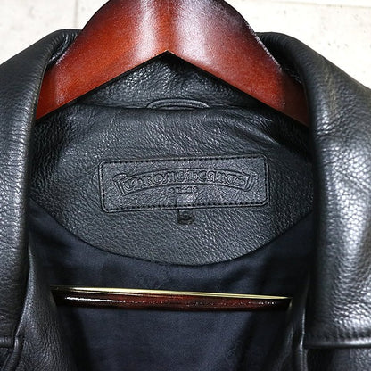 CHROME HEARTS Basic Moto Leather Jacket Black Size S