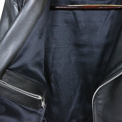 CHROME HEARTS Basic Moto Leather Jacket Black Size S