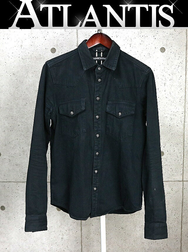 CHROME HEARTS Black Western Denim Shirt Silver Size S