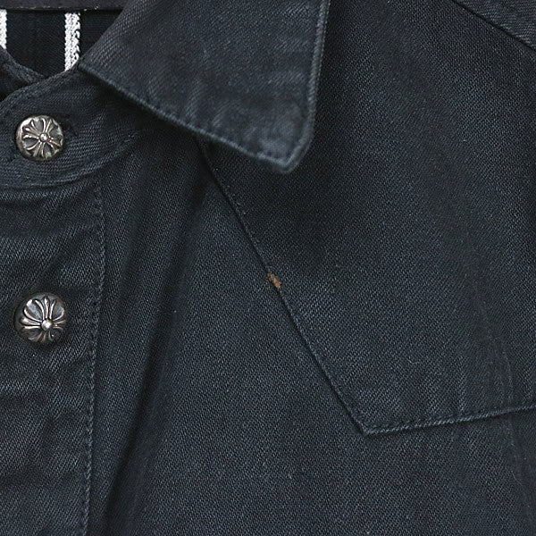 CHROME HEARTS Black Western Denim Shirt Silver Size S