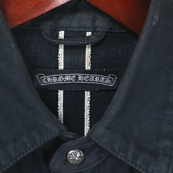 CHROME HEARTS Black Western Denim Shirt Silver Size S
