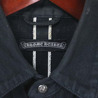 CHROME HEARTS Black Western Denim Shirt Silver Size S