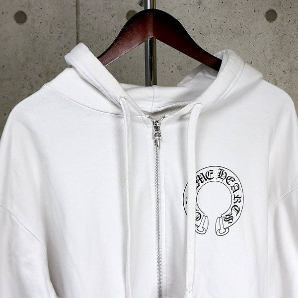 CHROME HEARTS Floral Cross Horseshoe Zip Hoodie White Size L