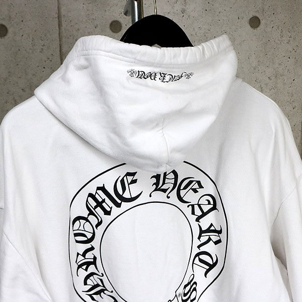 CHROME HEARTS Floral Cross Horseshoe Zip Hoodie White Size L