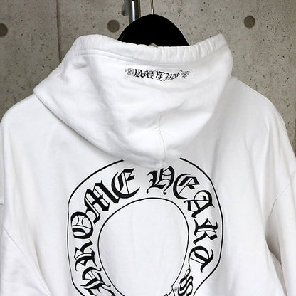 CHROME HEARTS Floral Cross Horseshoe Zip Hoodie White Size L
