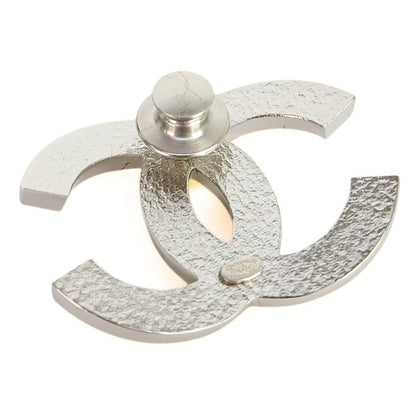 CHANEL Coco Mark Pin Brooch Silver Pearl 03C