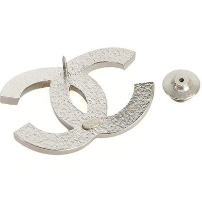 CHANEL Coco Mark Pin Brooch Silver Pearl 03C