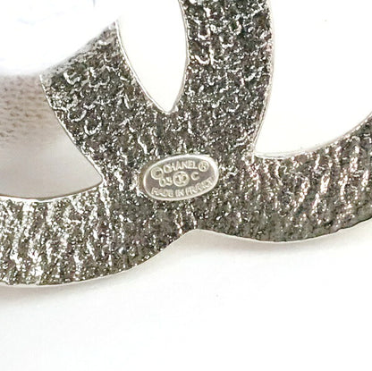CHANEL Coco Mark Pin Brooch Silver Pearl 03C