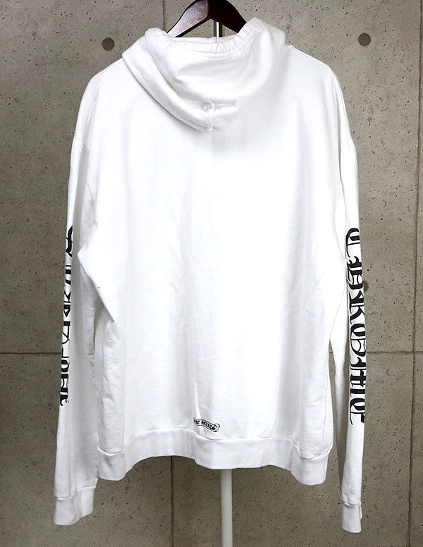 CHROME HEARTS Old English Pullover Hoodie White Size XL