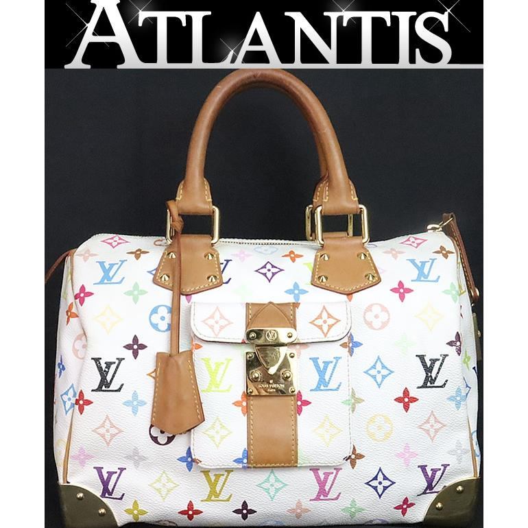 Louis Vuitton Speedy 30 Monogram Handbag White Size ONE SIZE
