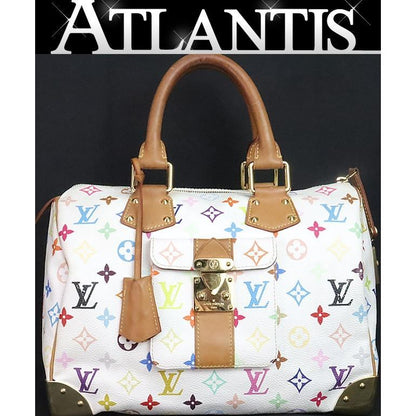 Louis Vuitton Speedy 30 Monogram Handbag White Size ONE SIZE