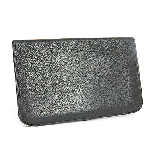 HERMES Dogon GM Togo Leather Wallet Black Size ONE SIZE