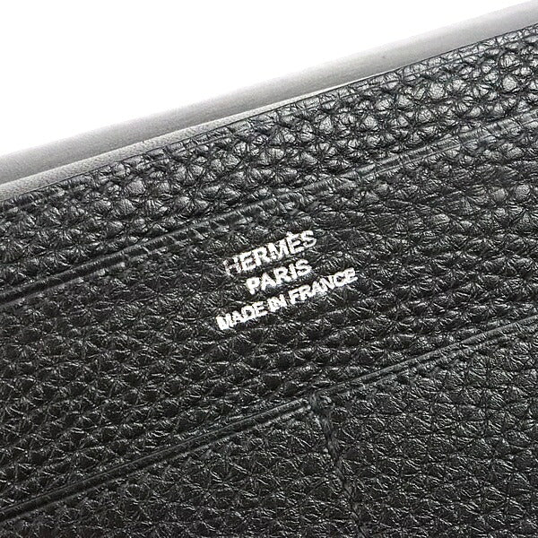 HERMES Dogon GM Togo Leather Wallet Black Size ONE SIZE