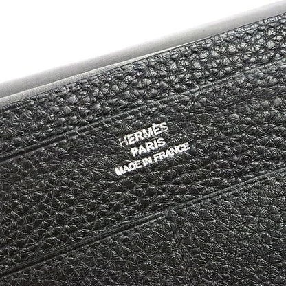 HERMES Dogon GM Togo Leather Wallet Black Size ONE SIZE