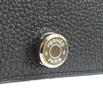 HERMES Dogon GM Togo Leather Wallet Black Size ONE SIZE