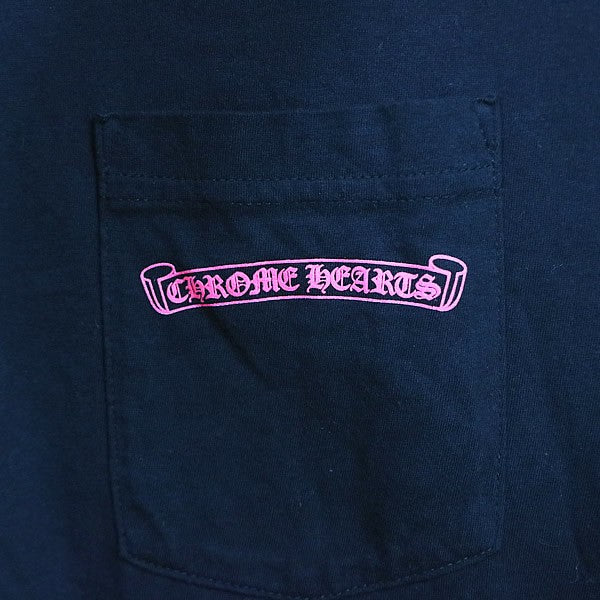 CHROME HEARTS Pink Logo Pocket T-Shirt Black/Pink Size L
